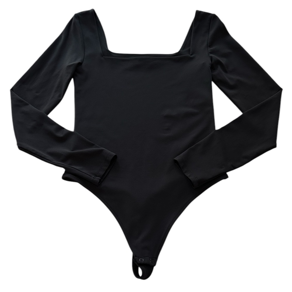 Babaton Contour Bodysuit Squareneck Longsleeve Black Stretch Women’s Size Medium